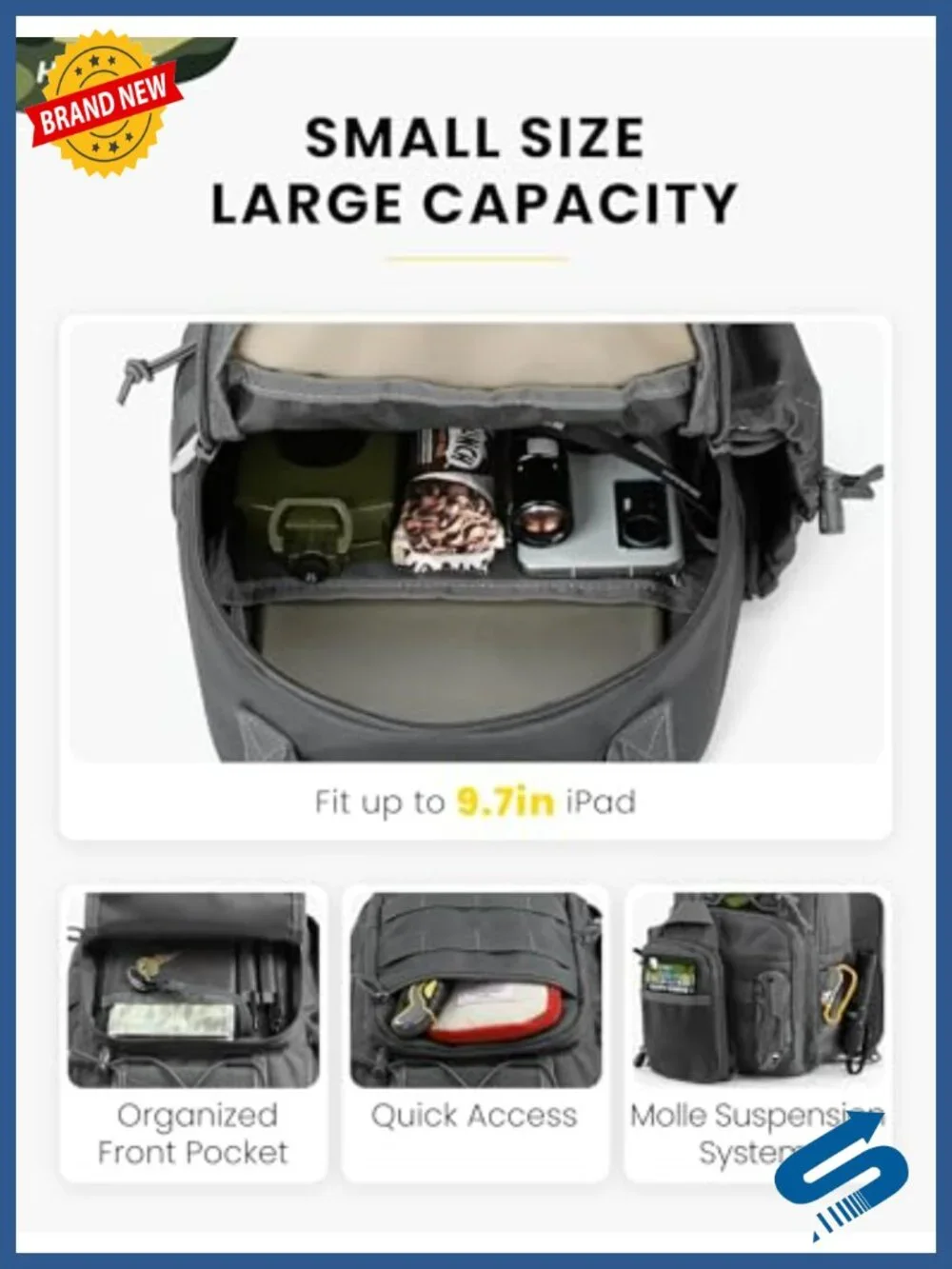 Tactical Sling Bag Anti-theft RFID Blocking Molle Crossbody Shoulder Bag Men's